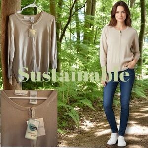 Croft & Barrow (Kohl’s) NWT Sweater Cardigan Beige Tan Full-Zip Women’s Size L